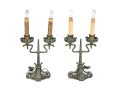Pair Of Iron Two Light Table Lamps