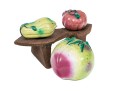 Collection Of Three Naturalistic Chinese Ceramic Fruit On A Wooden Pedestal