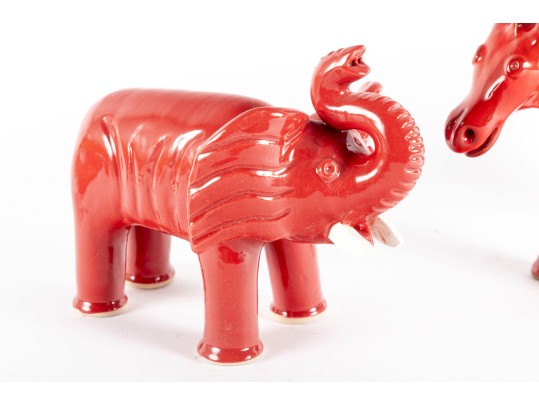 Larry Moore (Seagrove, NC) Earthenware Art Pottery Animal Sculptures 