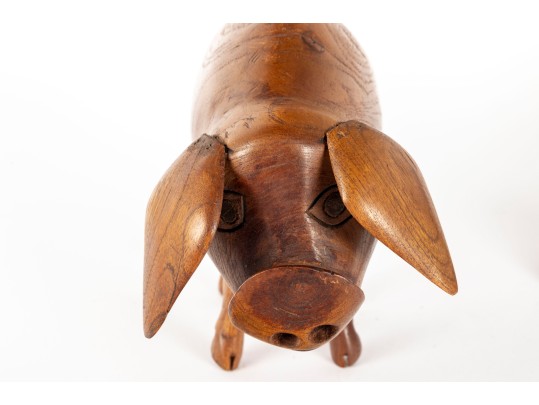 Pair Of Hand-Carved Animal Sculptures 