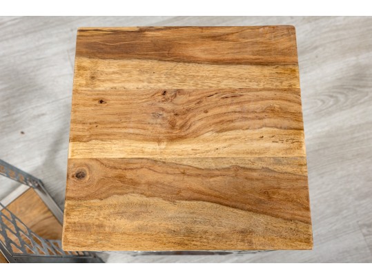 Contemporary Stainless Steel Lattice Accent Tables