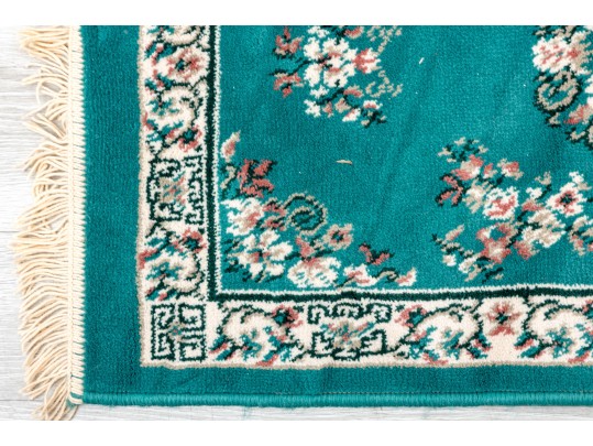 Hand-Woven Oriental Teal Wool Scatter Rug (3'4