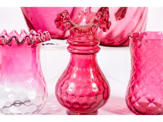 Vintage Cranberry Depression Glass Vases
