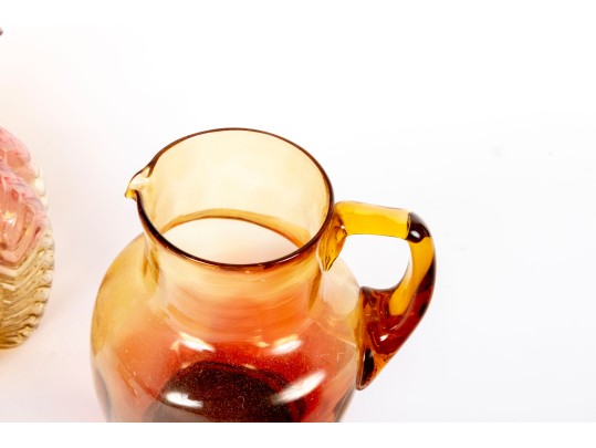 Amberina Depression Glass Drink Pitchers Including Fenton