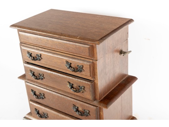 Colonial Style Vintage Wood Jewelry Music Box 