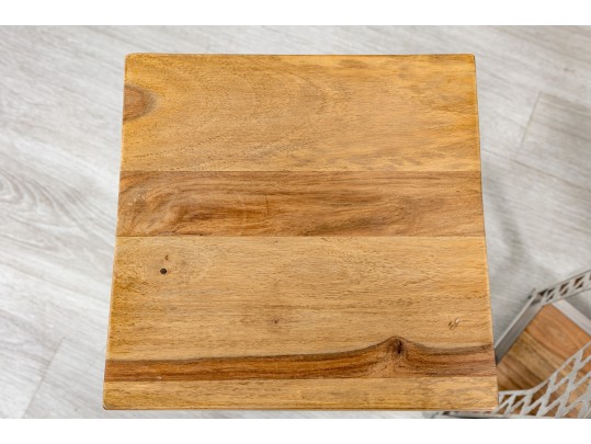 Contemporary Stainless Steel Lattice Accent Tables