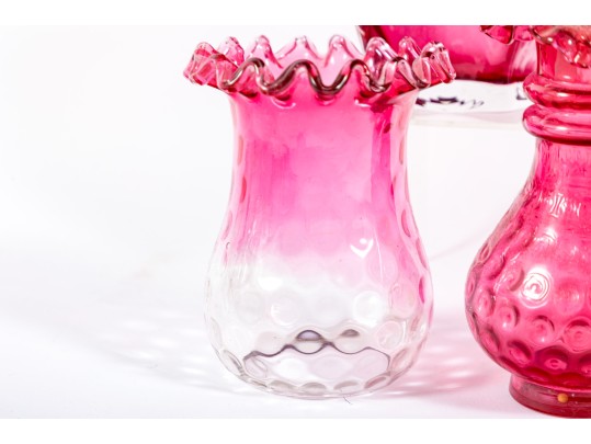 Vintage Cranberry Depression Glass Vases