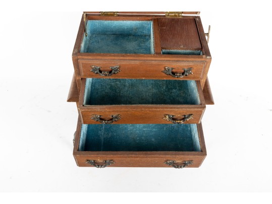 Colonial Style Vintage Wood Jewelry Music Box 