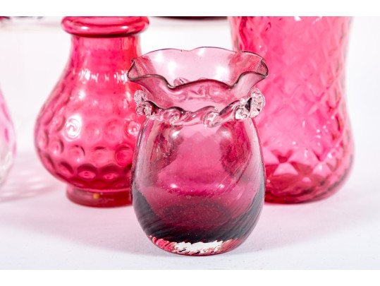 Vintage Cranberry Depression Glass Vases