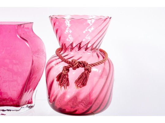 Vintage Cranberry Depression Glass Vases