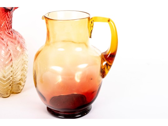 Amberina Depression Glass Drink Pitchers Including Fenton