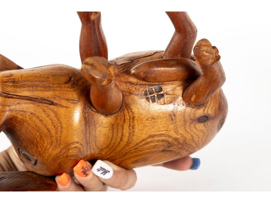 Pair Of Hand-Carved Animal Sculptures 