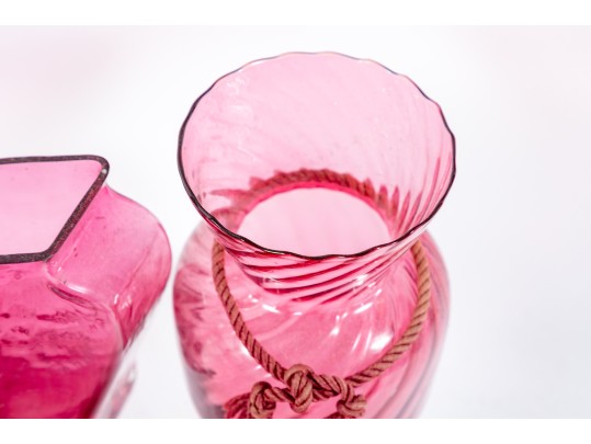 Vintage Cranberry Depression Glass Vases