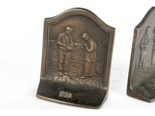 1928 Angelus Call To Prayer Cast Iron Bookends