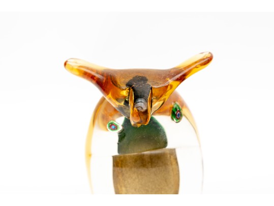 JI & Co. Murano Art Glass Owl With Millefiori Eyes