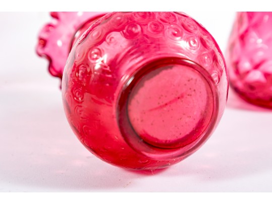 Vintage Cranberry Depression Glass Vases