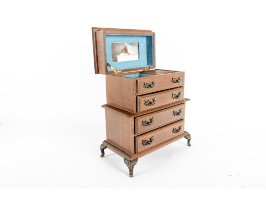 Colonial Style Vintage Wood Jewelry Music Box 
