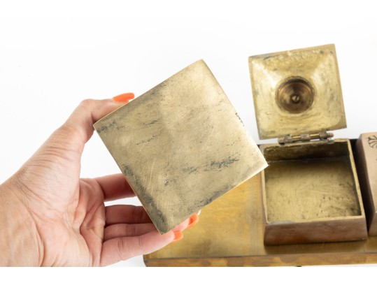 Solid Brass Antique Portuguese Inkwell Set