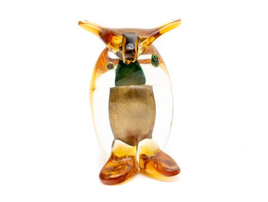 JI & Co. Murano Art Glass Owl With Millefiori Eyes