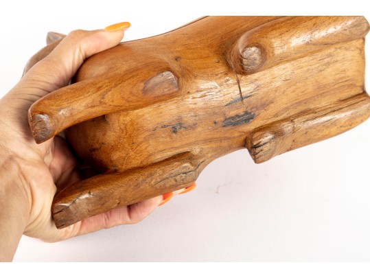 Pair Of Hand-Carved Animal Sculptures 