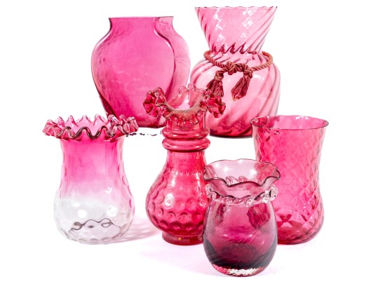Vintage Cranberry Depression Glass Vases