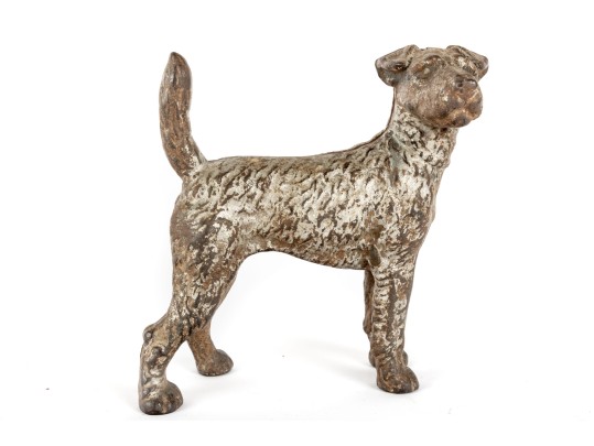 Antique Cast Iron Fox Terrier Dog Doorstop