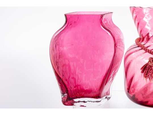 Vintage Cranberry Depression Glass Vases