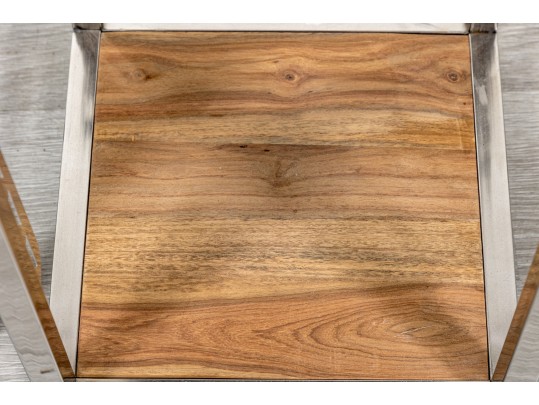 Contemporary Stainless Steel Lattice Accent Tables