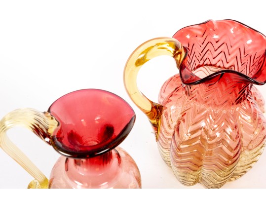 Amberina Depression Glass Drink Pitchers Including Fenton