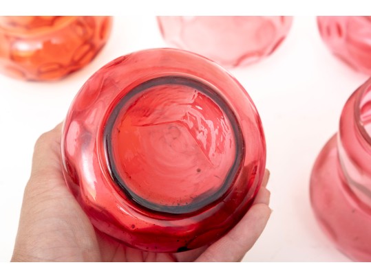 Cranberry Coin Depression Glass Pickle Castors