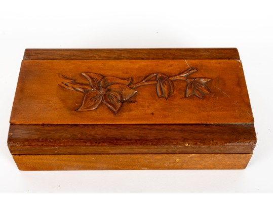 Antique Wood-Carved Cigarette Box