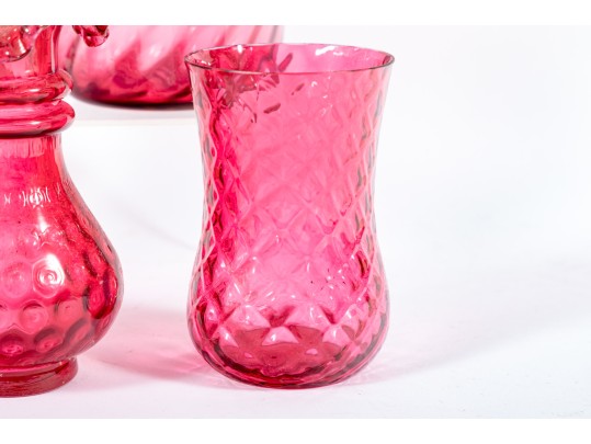 Vintage Cranberry Depression Glass Vases