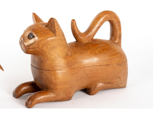Pair Of Hand-Carved Animal Sculptures 