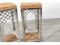 Contemporary Stainless Steel Lattice Accent Tables