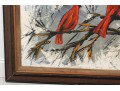 Lee Reynolds Burr (B. 1936) California Redbirds Oil On Canvas Art