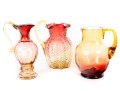 Amberina Depression Glass Drink Pitchers Including Fenton