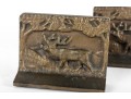 Antique Brass Elk Scene Bookends