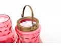 Cranberry Coin Depression Glass Pickle Castors