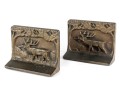 Antique Brass Elk Scene Bookends