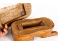 Pair Of Hand-Carved Animal Sculptures 