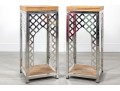 Contemporary Stainless Steel Lattice Accent Tables