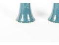 Moore Pots Pottery (Seagrove, NC) Pair Of Blue Glazed Candlestick Holders