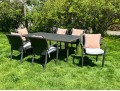 Brown Jordan Outdoor Dining Table With Six Armchairs