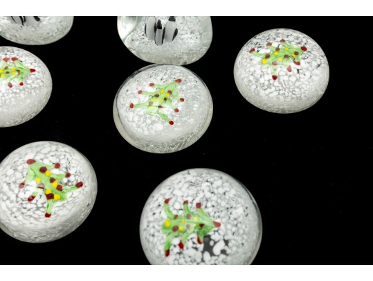 Vintage Art Glass Seasonal Paperweights 