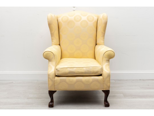 Chinese Medallion Upholstered Wingback Chair