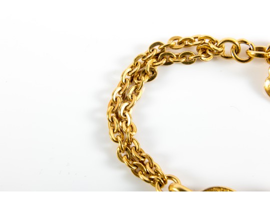 10K Yellow Gold & Pink Moissanite Stone Chain Bracelet 