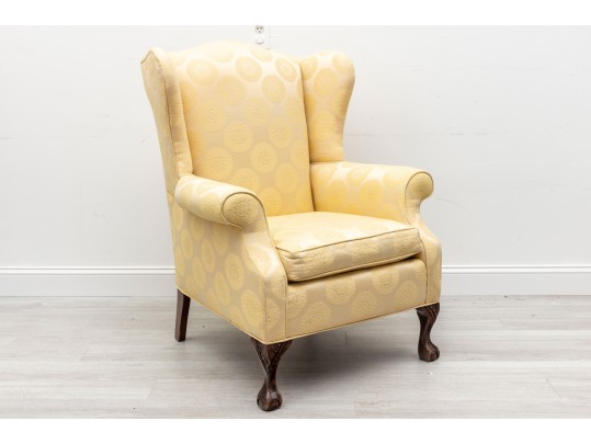 Chinese Medallion Upholstered Wingback Chair