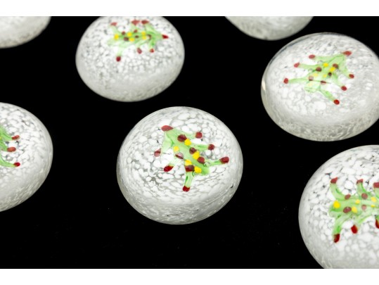 Vintage Art Glass Seasonal Paperweights 