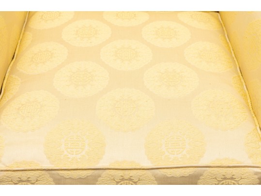 Chinese Medallion Upholstered Wingback Chair