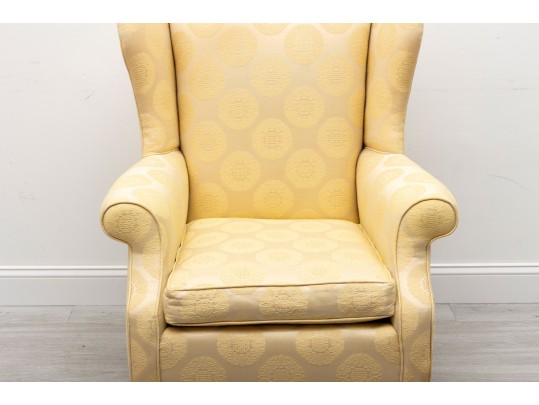 Chinese Medallion Upholstered Wingback Chair